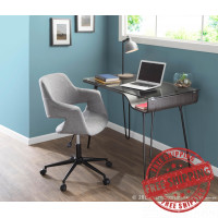 Lumisource OC-VFL BK+GY Vintage Flair Mid-Century Modern Office Chair in Grey with Black Metal Base 